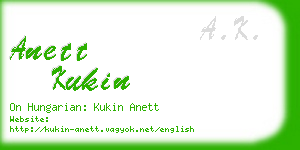 anett kukin business card